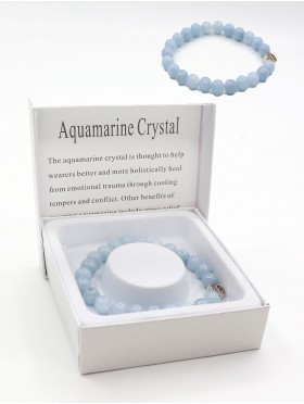 Aquamarine Crystal Blessing Bead Bracelets with Gift Box. 